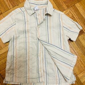 Old Navy Kids Button Down Shirt - Cream, Orange, and Blue